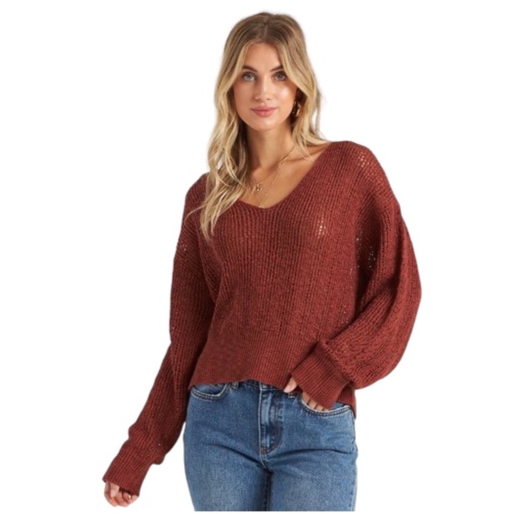 Billabong Women's Feel The Breeze Pullover Sweater Chestnut Size L